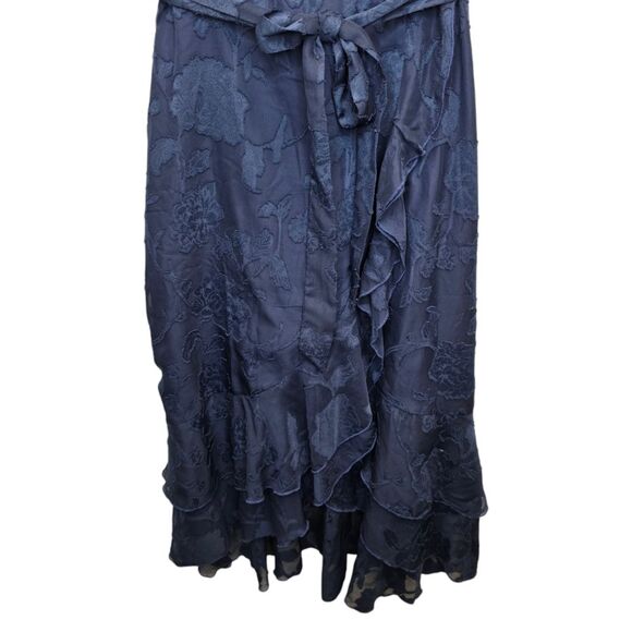 Grace Karin Womens S Dark Blue Floral Faux Wrap Ruffle Sleeveless High Low Dress - Picture 5 of 16
